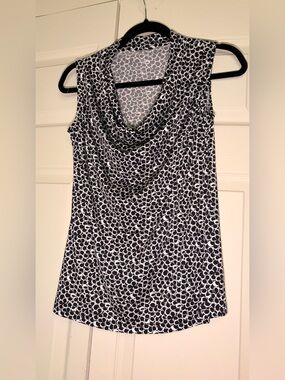 Worthington Black & White Sleeveless Cowl-Neck Camisole